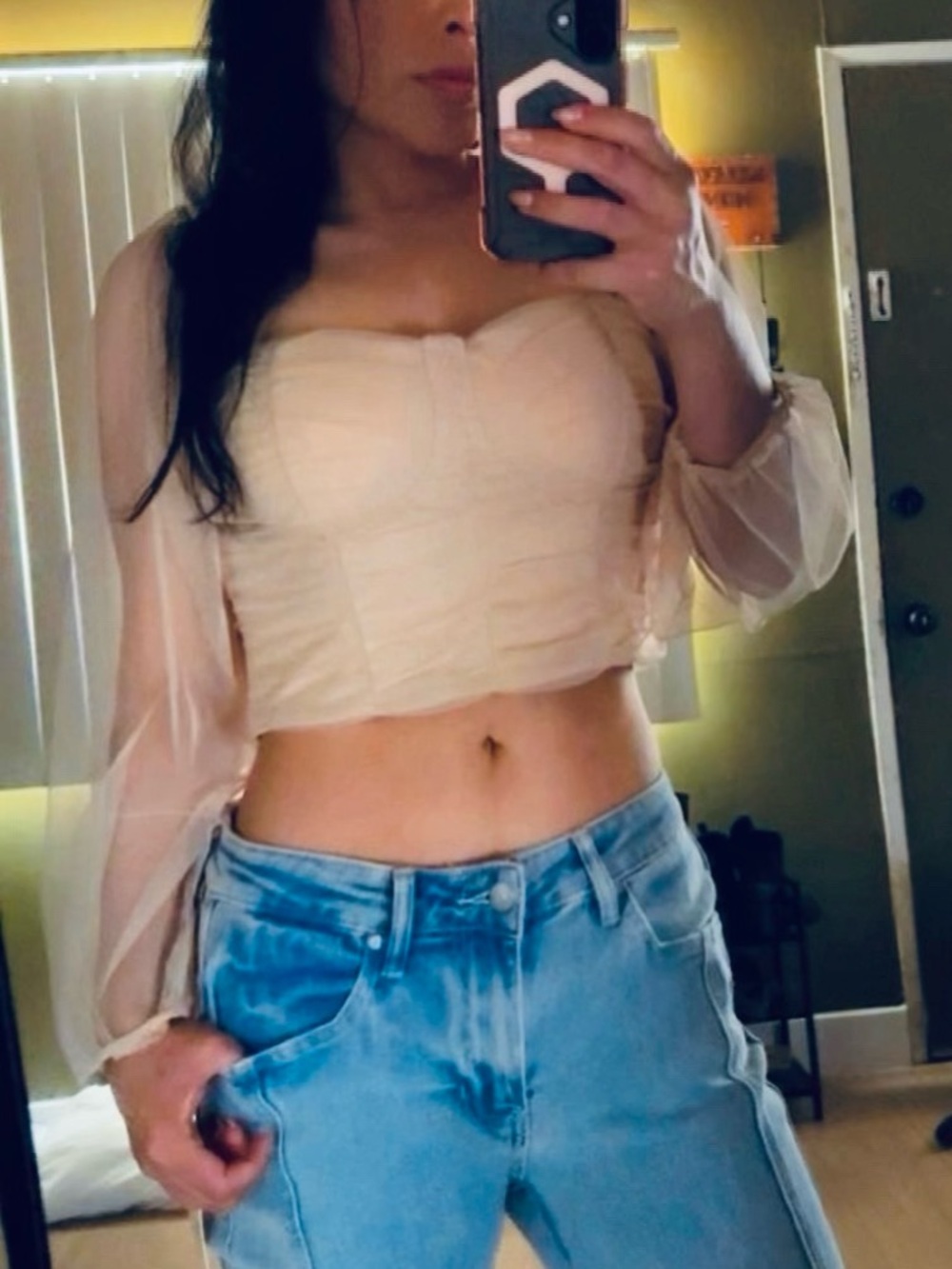 Nude tulle top